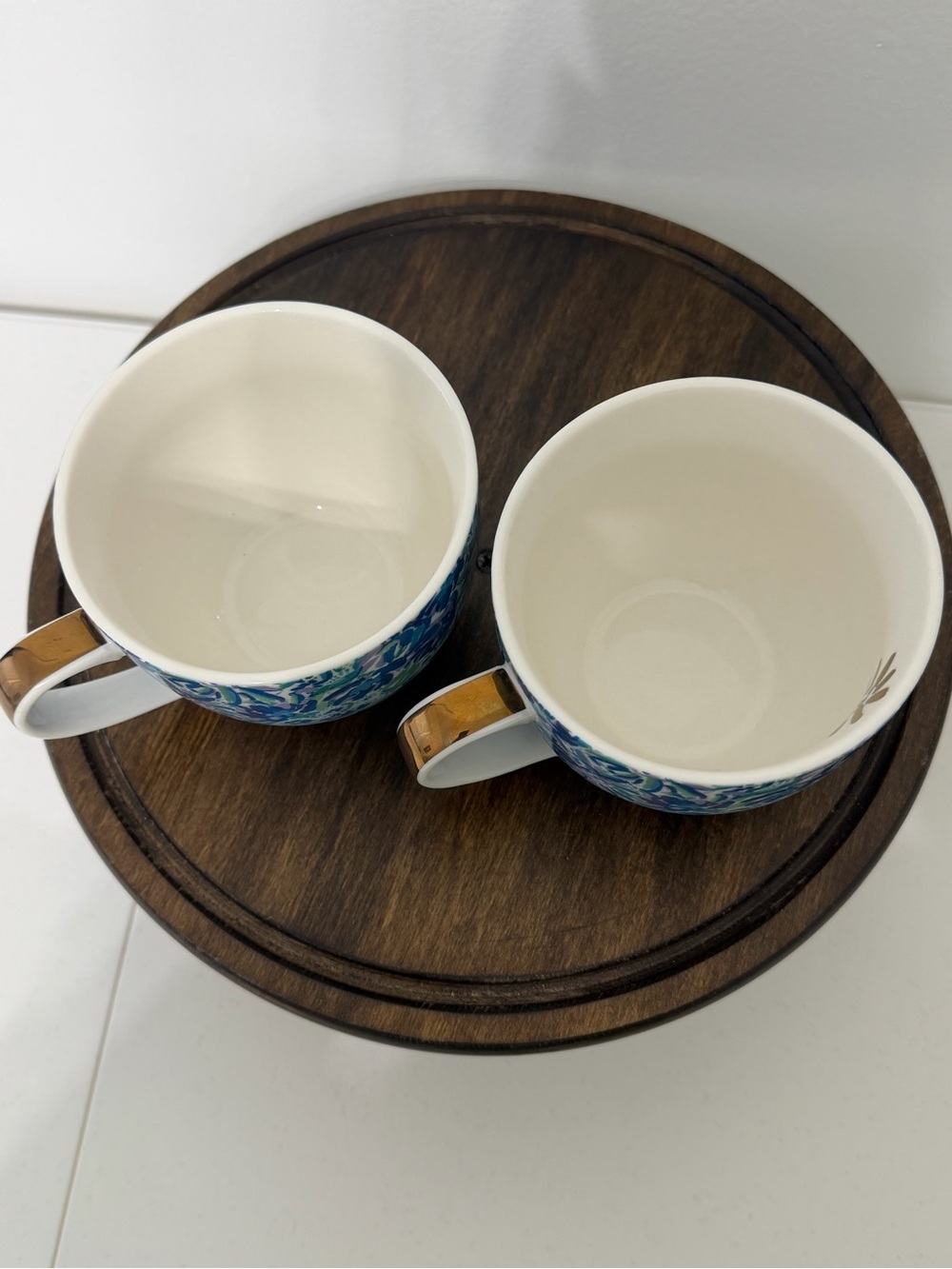 Lilly Pulitzer Ceramic Mug Set of 2 Blue Purple Floral Gold Handle xx Lilly - Picture 7 of 11